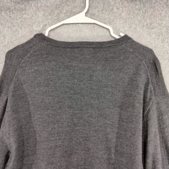 Peter Millar Sweater Mens Size Large 100% Merino Wool V-Neck Gray Pullover Warm - Picture 8 of 10